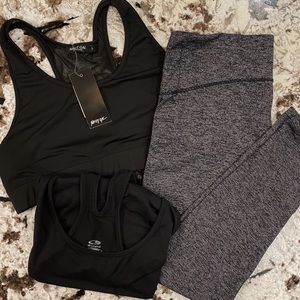 3-piece workout set (sports bra, leggings, tank)